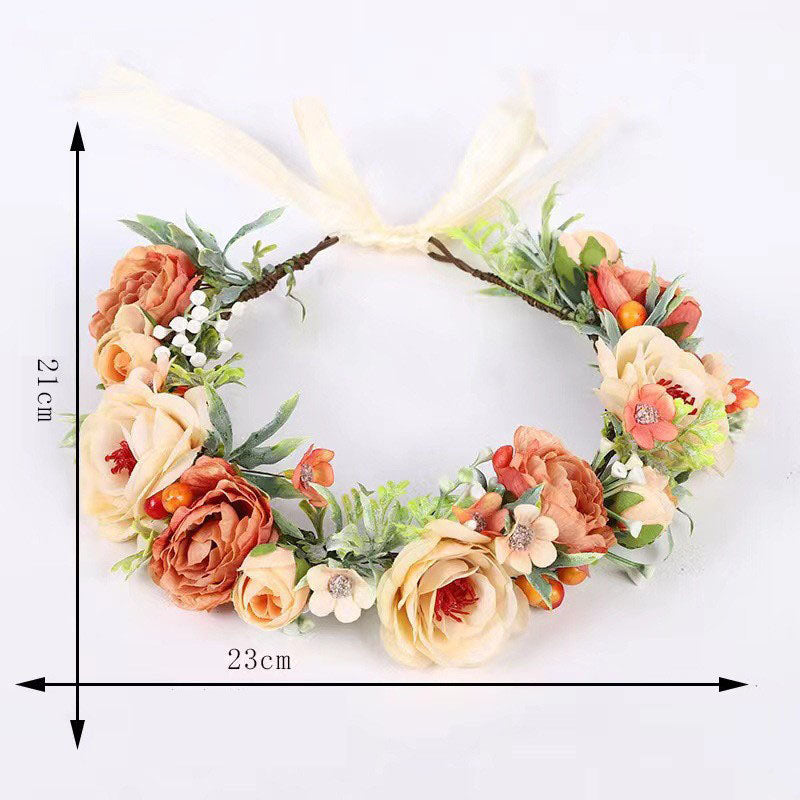 Korean style flower garland headwear, fresh flower crown, fashion show, dance party, flower crown, vacation, countryside props, - Korvel