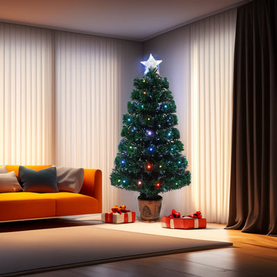 4-piece Christmas artificial tree set, Christmas wreath, wreath and 2 colored light entrance trees, PVC holiday celebration set - Korvel
