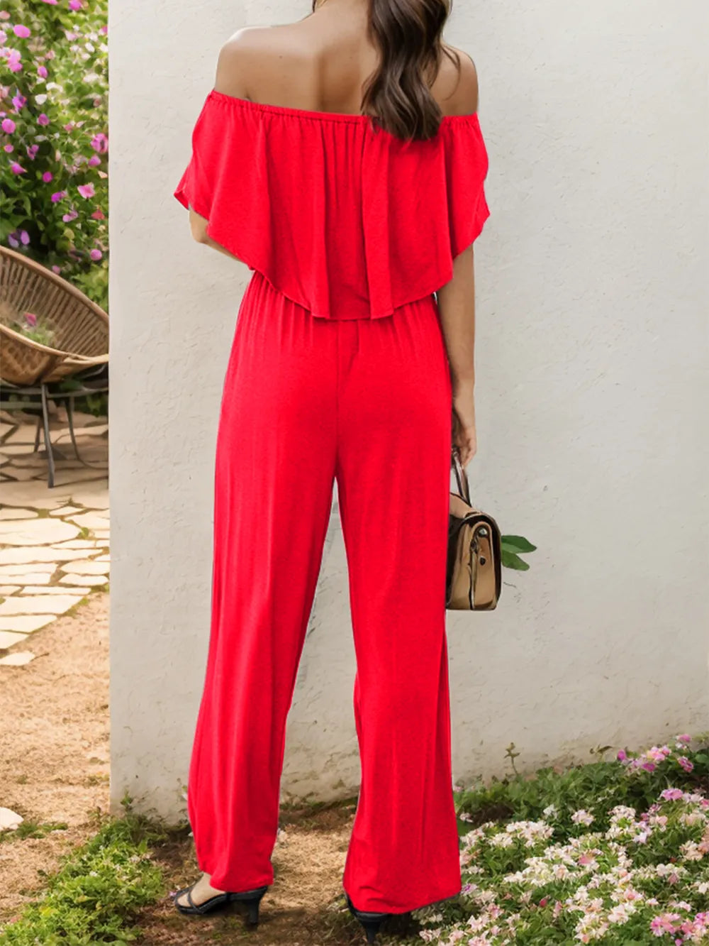 Off-Shoulder Wide Leg Jumpsuit - Korvel