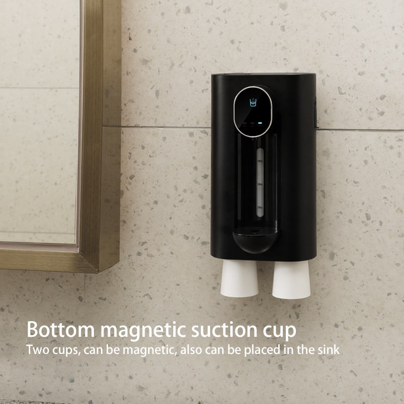 Wall Mounted Black Mouthwash Dispenser for Bathrooms
