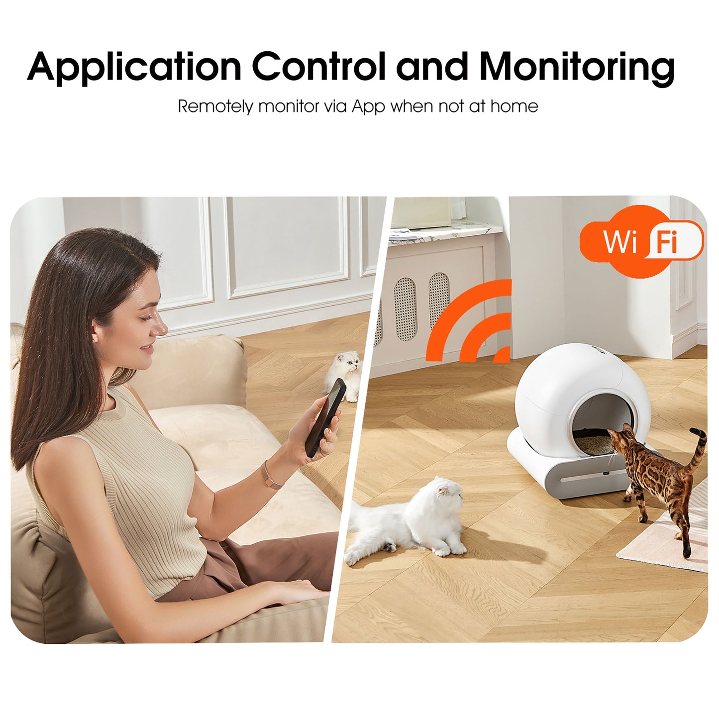 Caja de arena automática inteligente para gatos con control WiFi