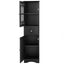 Tall Bathroom Cabinet, Freestanding Storage Cabinet with Drawer and Doors, MDF Board, Acrylic Door, Adjustable Shelf, Black - Korvel