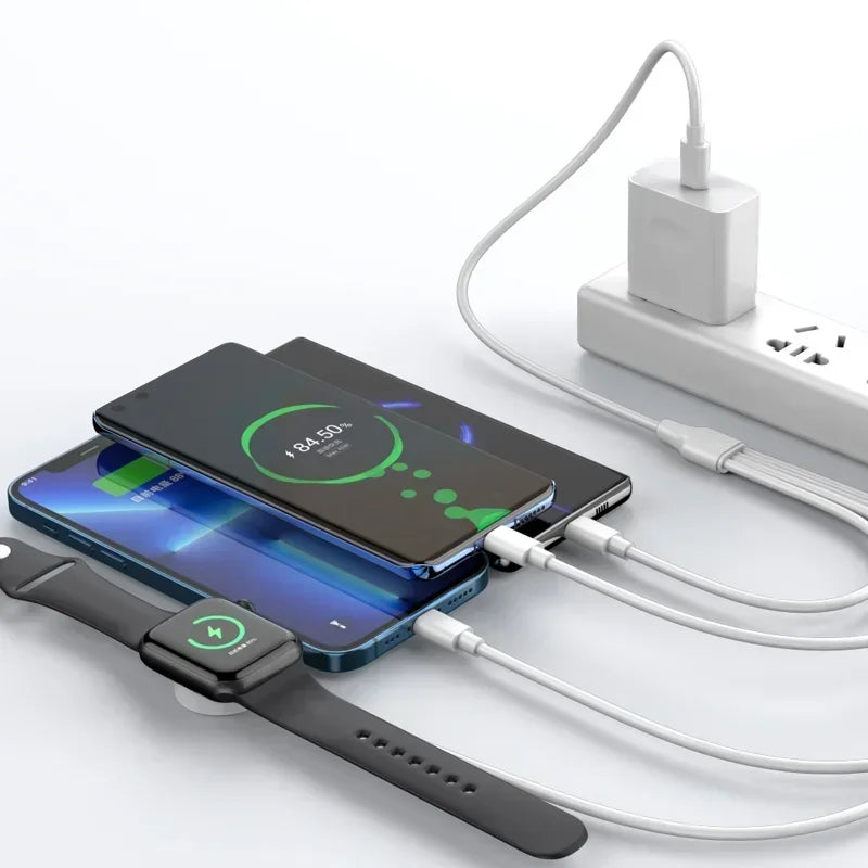 Mobile watch compatible with Apple iWatch four in one wireless charging cable digital wireless charger round four in one - Korvel