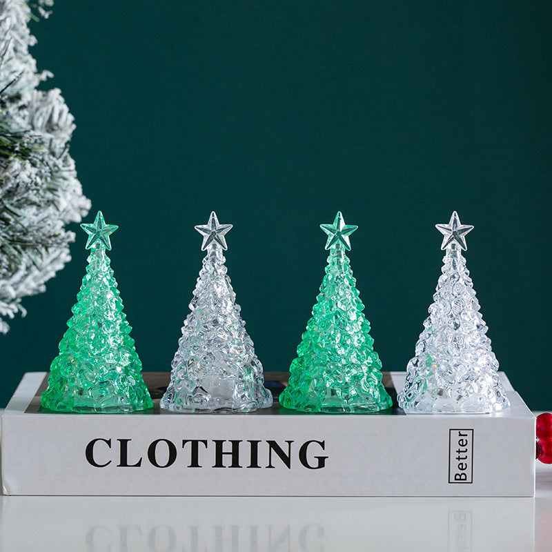 Christmas decoration mini luminous Christmas tree transparent crystal night light cross-border desktop decoration props small gifts - Korvel