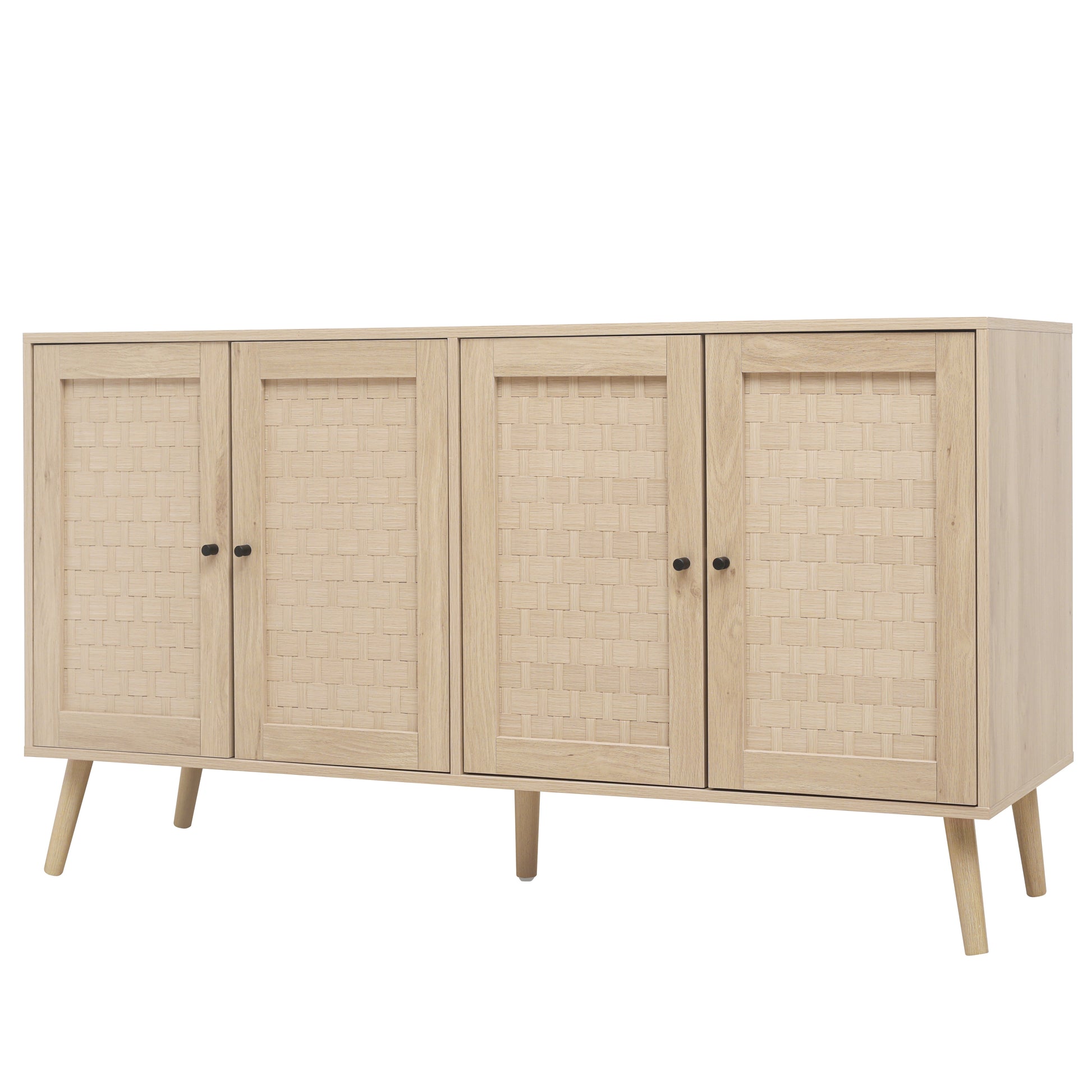 4 Door Accent Cabinet Sideboard Buffet Storage Cabinet with Adjustable Shelf for Entryway Living Room Bedroom - Korvel