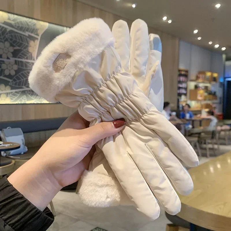 Guantes de Invierno Acolchados Lindos para Mujeres - Algodón y Forro Polar