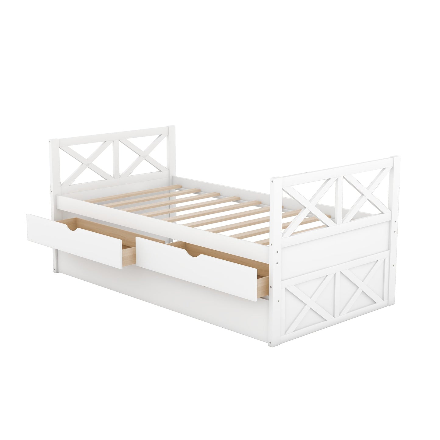 Multi-Functional Daybed with Drawers and Trundle - White