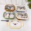 Cartoon cute bear stainless steel portable compartment lunch box with lid - Korvel