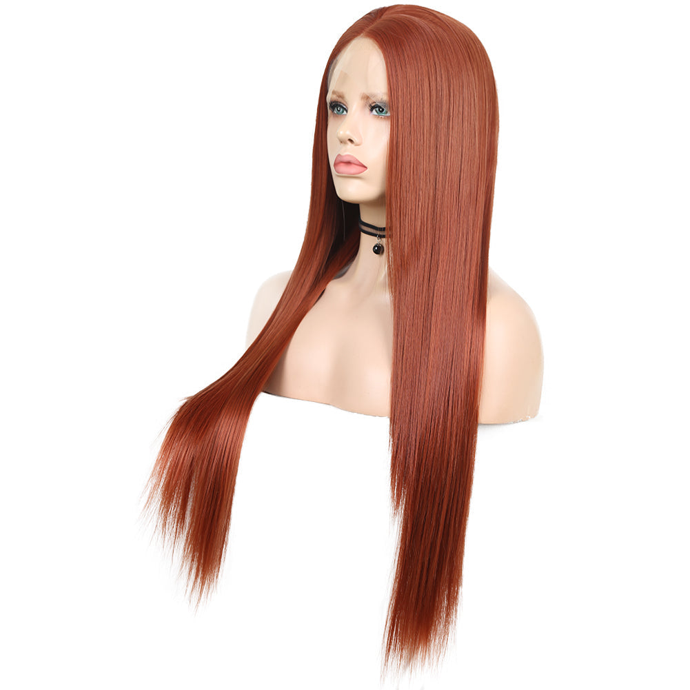 Hand Groove 13*2. 350# Chemical Fiber Front Lace Wig Headgear Long Straight Hair Natural Hairline Wig - Korvel
