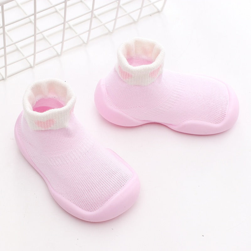 Autumn and Winter Baby Socks Silicone Anti slip Bottom Floor Socks Children's Shoes and Socks Cartoon Rainbow Strips Indoor Walking Shoes and Socks - Korvel