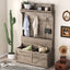 Hall tree with storage desk, entrance desk with drawers and 5 hooks, display rack,Oak - Korvel