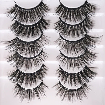 Eight Pairs Of Magnet False Eyelashes With Round Box Mirror Magnetic Iron-Absorbing Stone Eyelashes Magnetic Eyeliner Liquid Eyelashes - Korvel