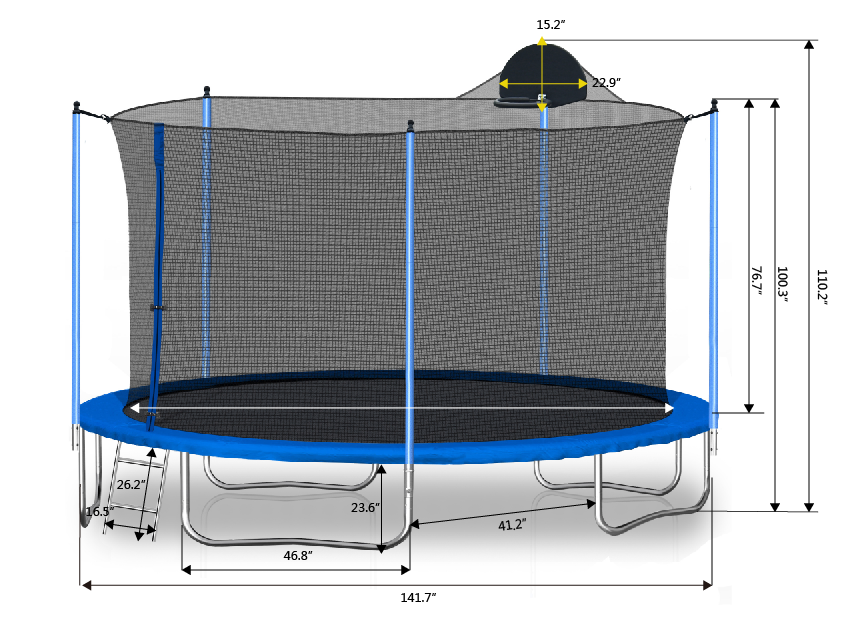 12FT Trampoline for Adults & Kids with Basketball Hoop, Outdoor Trampolines w/Ladder and Safety Enclosure Net for Kids and adult - Korvel