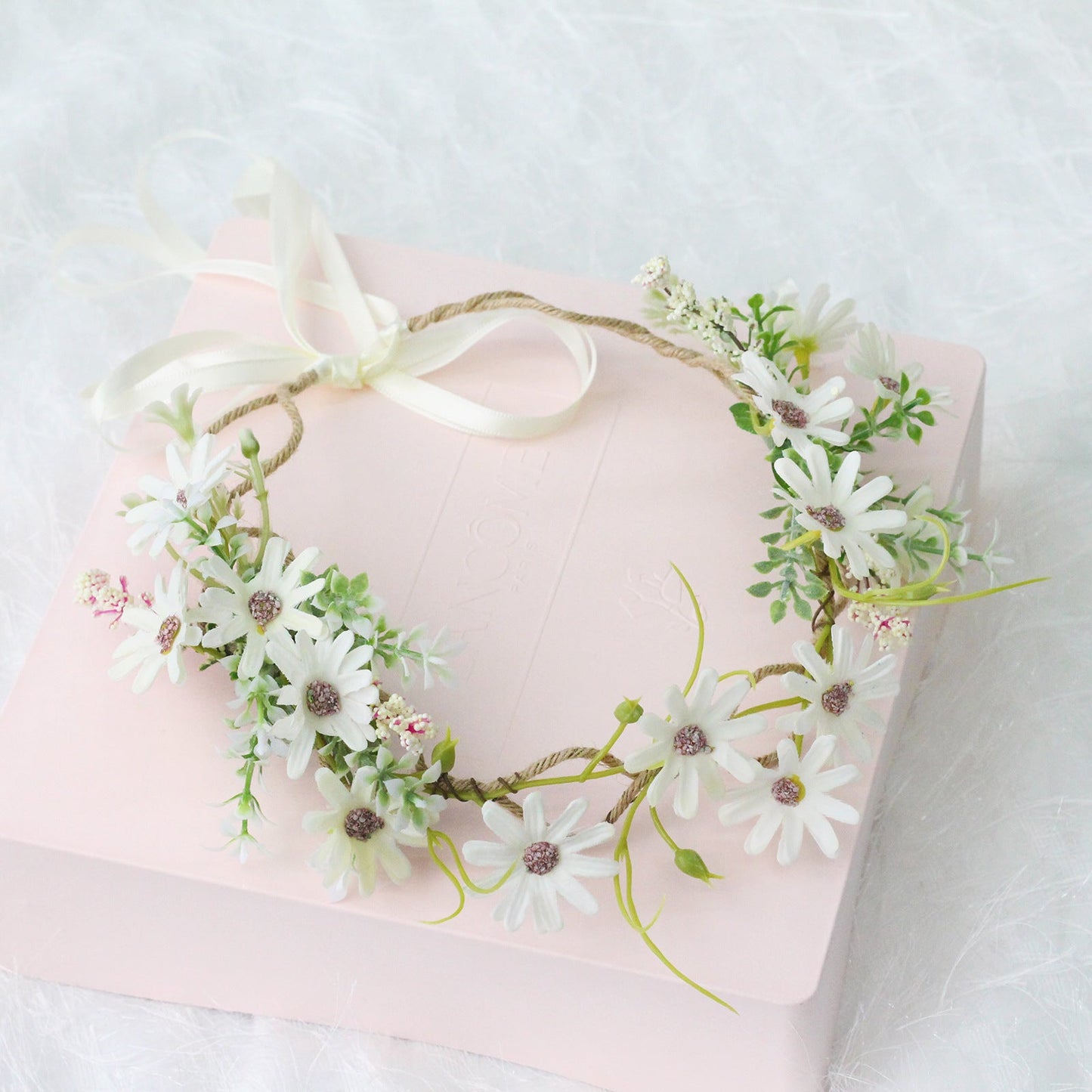 Fresh flower garland headwear hand woven fabric small daisy flower spring fairy outdoor hair accessory - Korvel