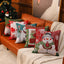 Housse de coussin de Noël tissée - Design d'élan et de bonhomme de neige