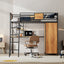 Twin Size Loft bed with L-shape Desk and Wardrobe, Black - Korvel