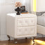 Elegant PU bedside table with 2 drawers and crystal handles, storage with metal legs - white - Korvel