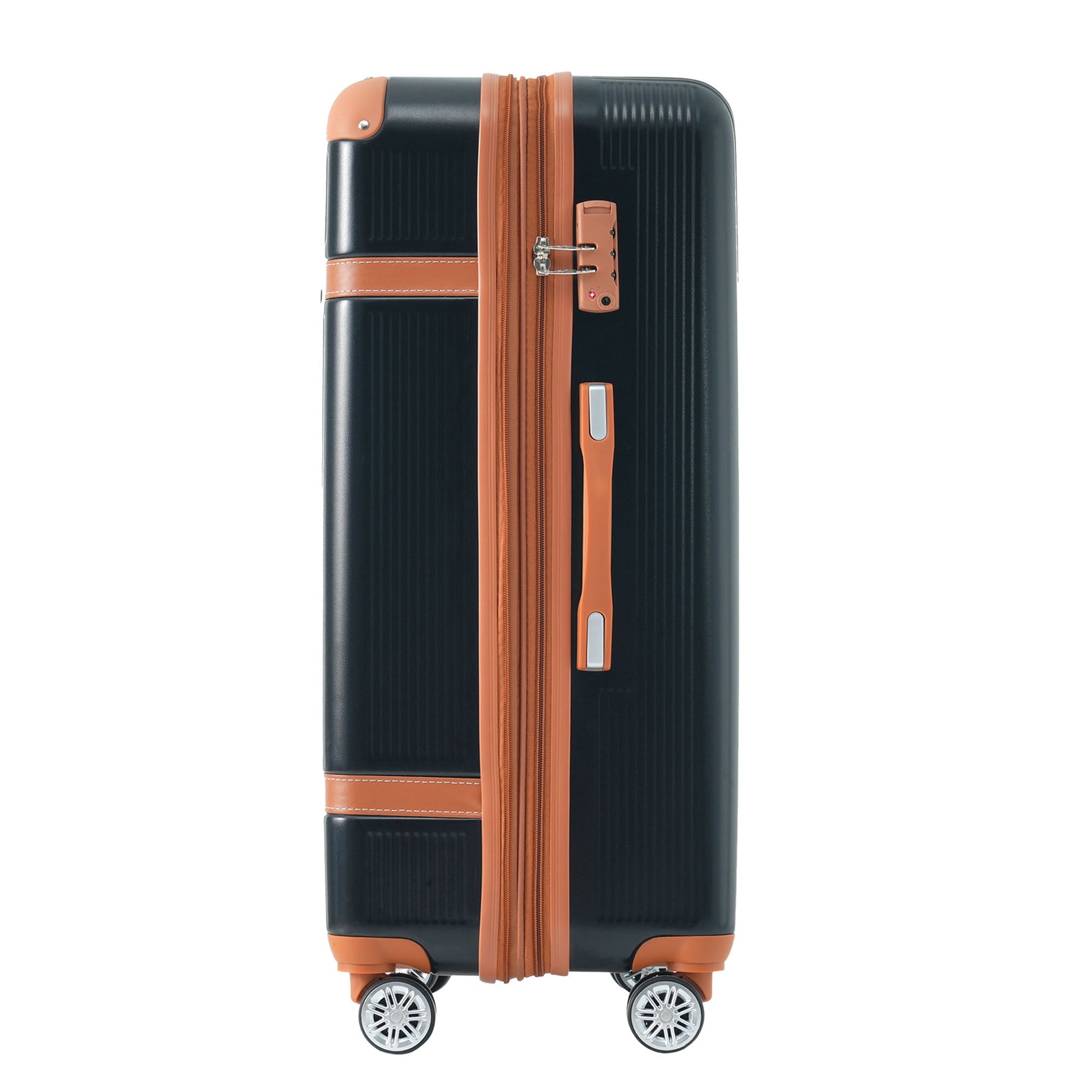 Hardshell Luggage Sets 3 Piece double spinner 8 wheels Suitcase with TSA Lock Lightweight 20''24''28'' Black + ABS - Korvel
