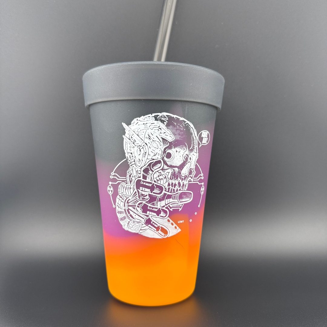 Vaso de Pintura con Popote de Silicona (16 Oz) - Diseño STRATUS