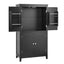Elegant Black Bathroom Floor Storage Cabinet with Adjustable Shelves