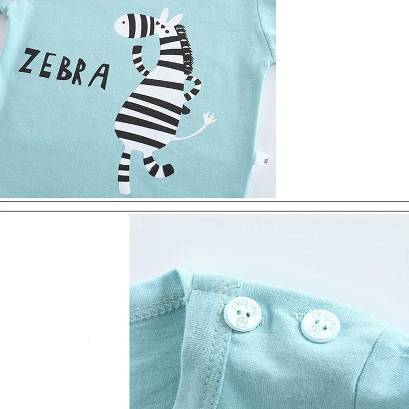 T-shirt+Shorts 2-Piece Clothing Set Pajamas Summer Kids Baby Boys Girls Cotton Casual Tracksuit Cartoon Dinosaur Clothes Suit - Korvel