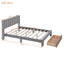 Full Size Storage Bed Velvet Upholstered Platform Bed with a Big Drawer - Gray - Korvel