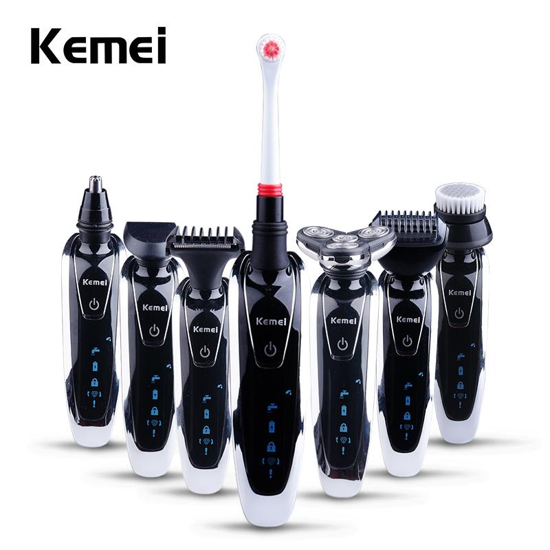 Rasoir électrique 3D Kemei 7-en-1 pour hommes et tondeuse à barbe