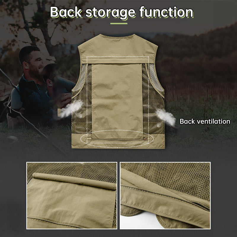Chaleco Táctico de Verano para Hombre con 14 Bolsillos para Actividades al Aire Libre
