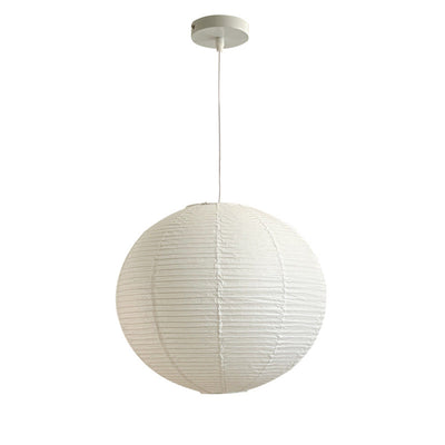 White Japanese style pendant light simple living room round rice paper round LED pendant light - Korvel