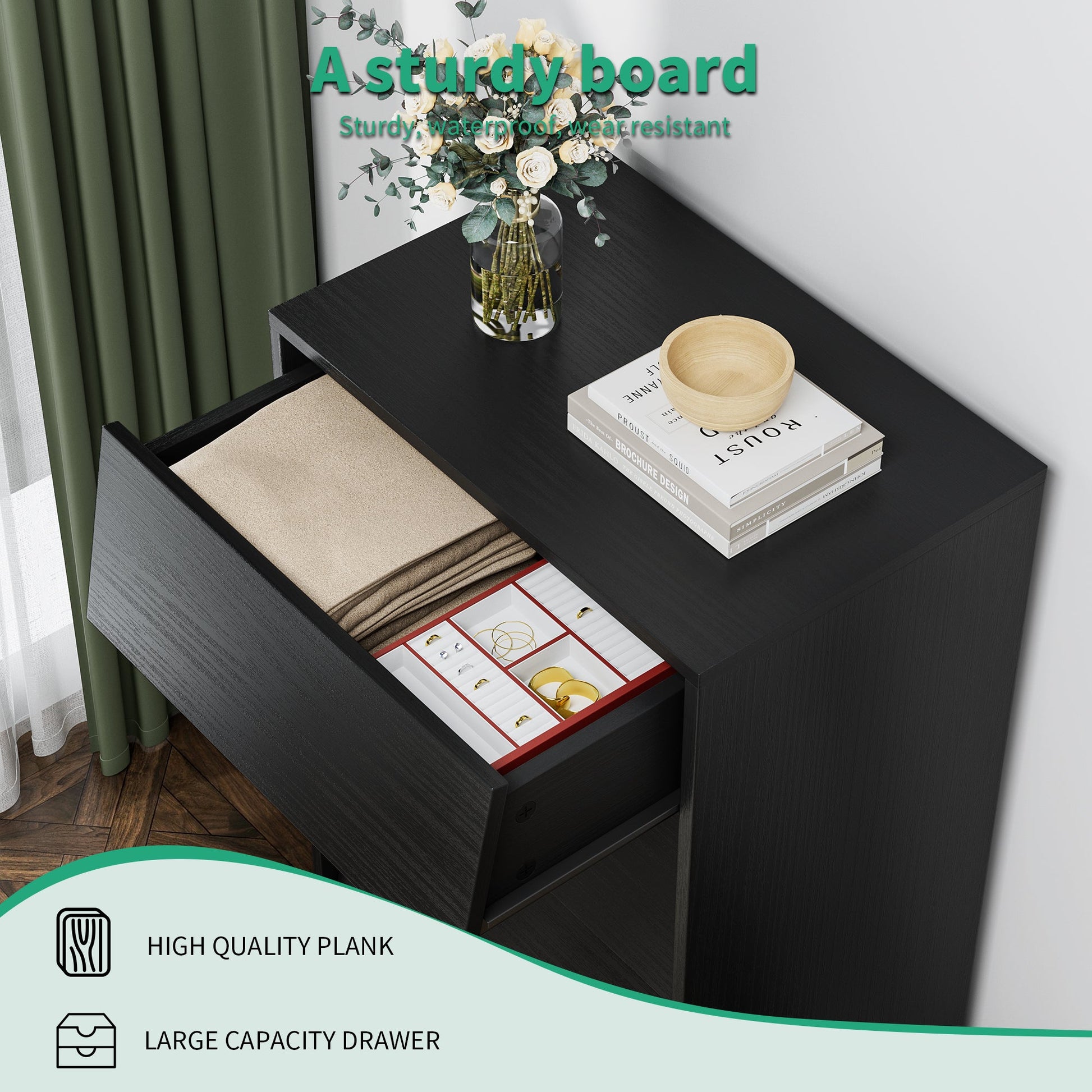 4 Drawer Double Dresser Features Vintage-style and Bevel Design - Korvel