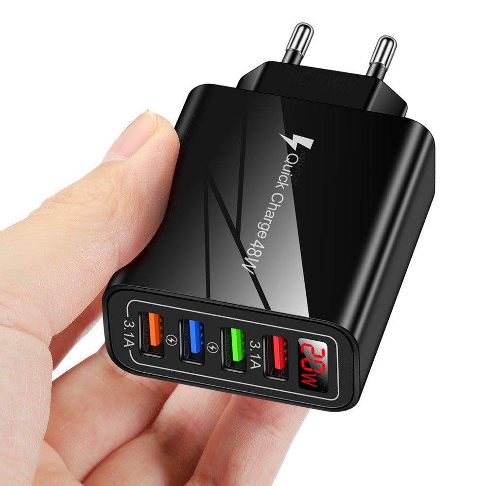4-Port USB Digital Display Mobile Phone Charger