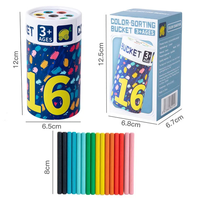 Children's puzzle color classification cup 1-3 year old baby color cognition Montessori classification bucket toy - Korvel