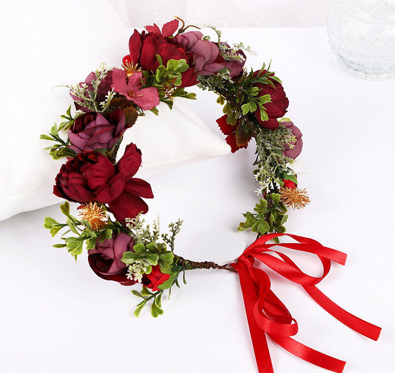 Korean style flower garland headwear, fresh flower crown, fashion show, dance party, flower crown, vacation, countryside props, - Korvel