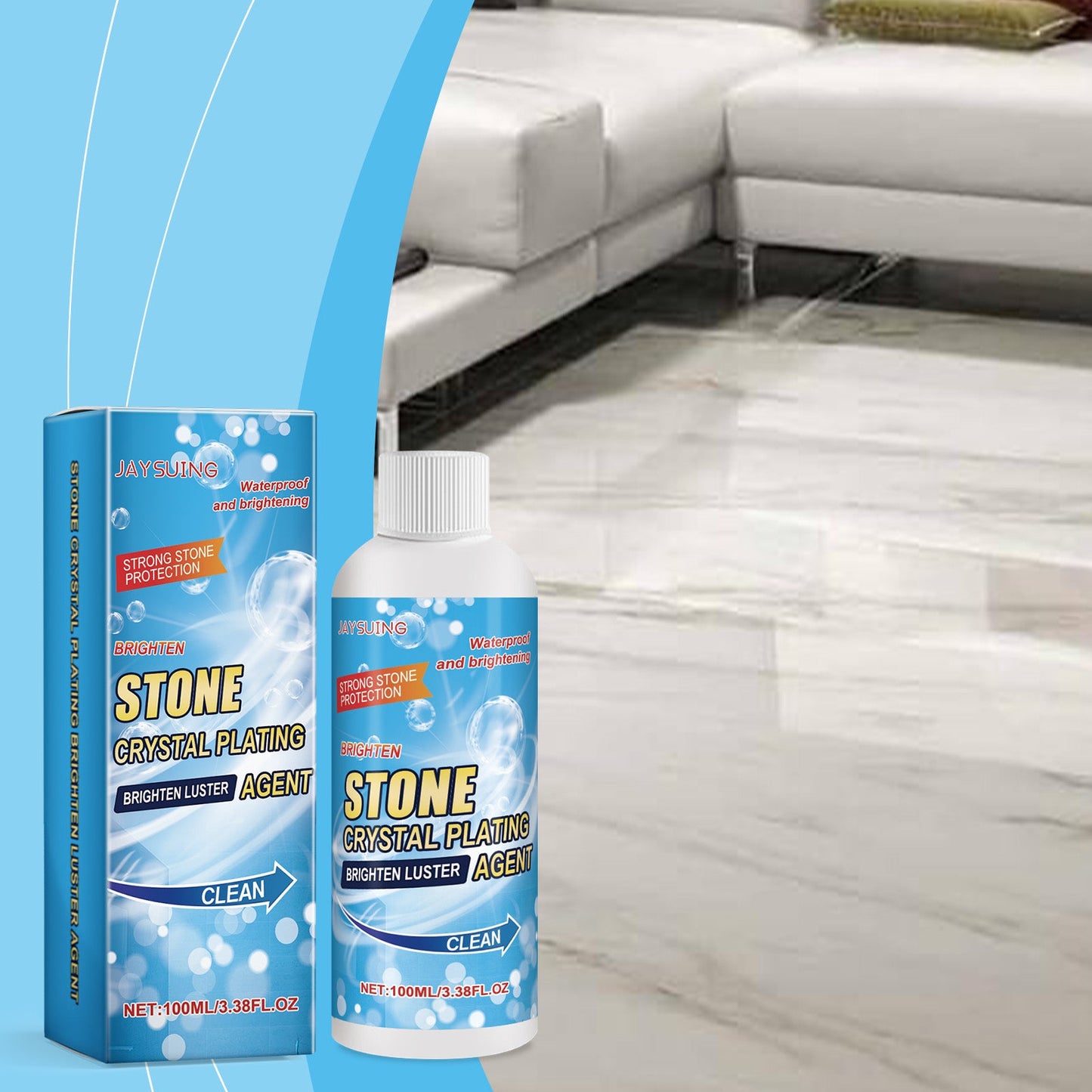 Stone Crystal Plating Agent, Kitchen Quartz Tile Countertop Scratch Repair Cleaning Stain Brightener - Korvel