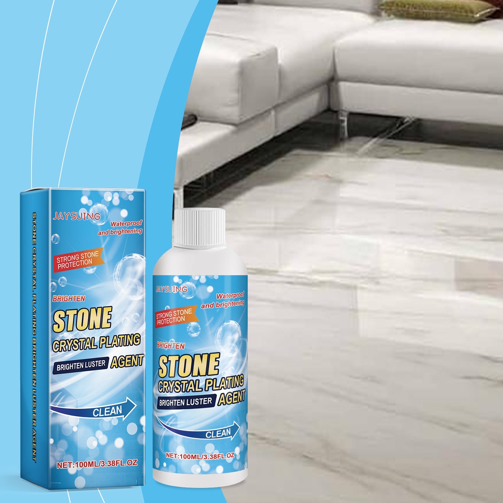 Stone Crystal Plating Agent, Kitchen Quartz Tile Countertop Scratch Repair Cleaning Stain Brightener - Korvel