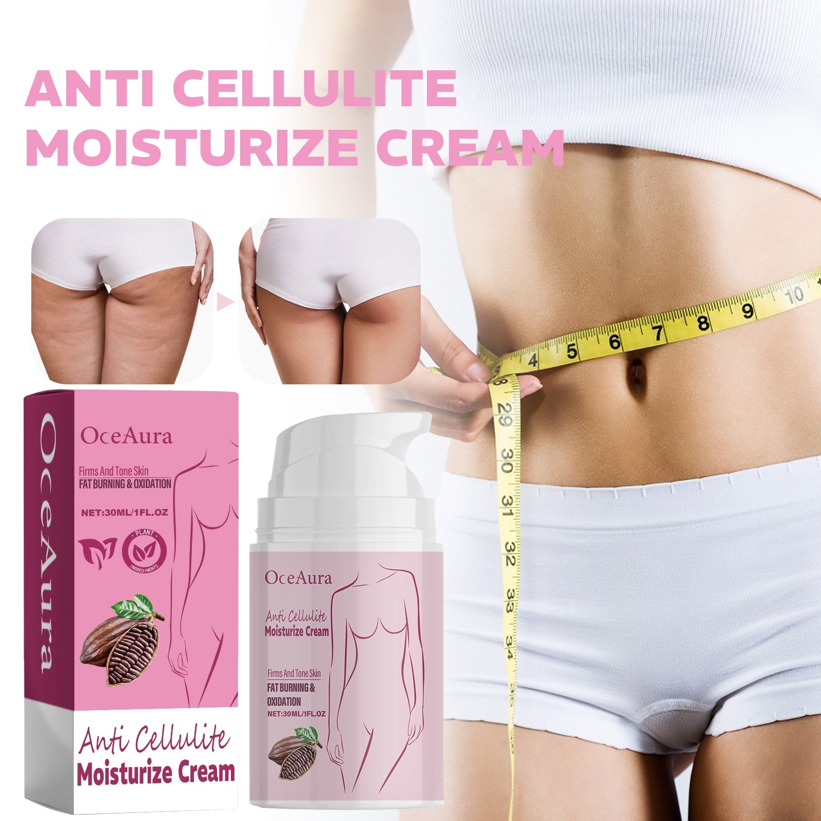 Anti Cellulite Moisturize Cream, Tighten The Thighs, Belly In Shaping Curve Shape Moisturizing Body Cream - Korvel