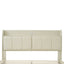 Large floating bed frame with storage headboard, touch sensor, night light and USB charger, padded platform bed, beige color - Korvel