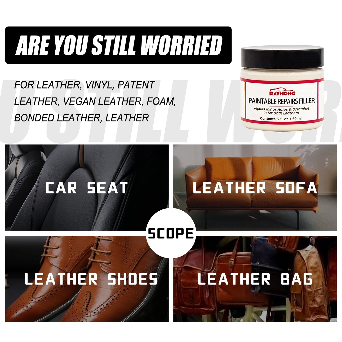 Premium Paintable Repair Filler for Leather & Fabric