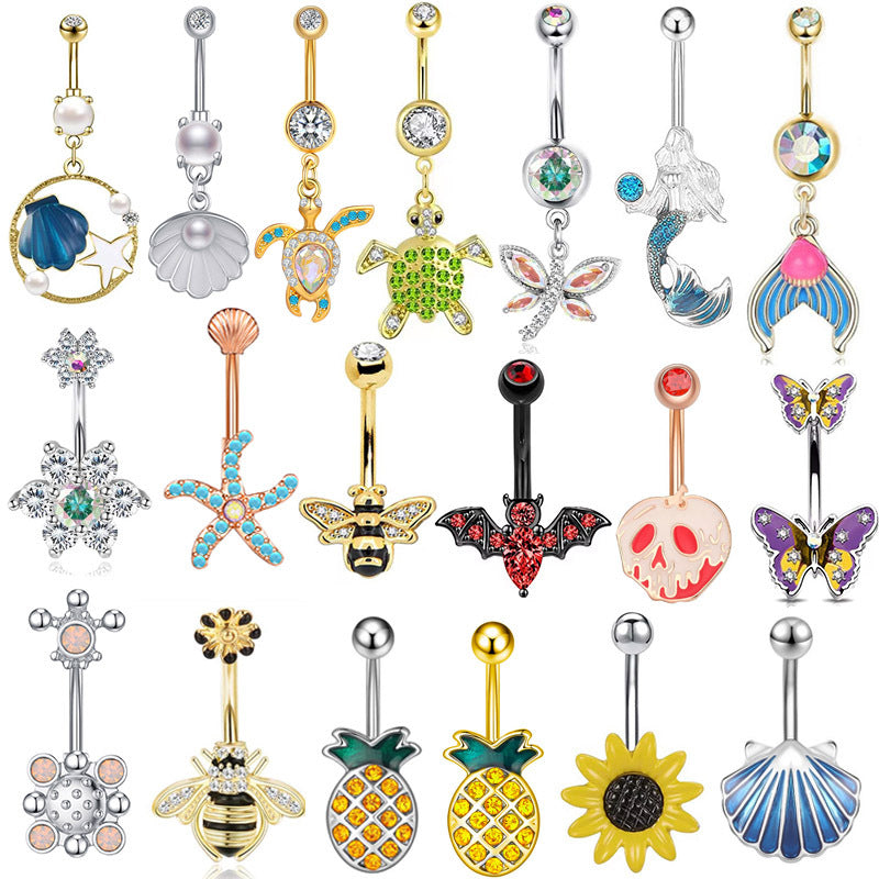 Navel Ring Creative Bat Bee Navel Buckle Navel Ring Body Piercing Jewelry - Korvel