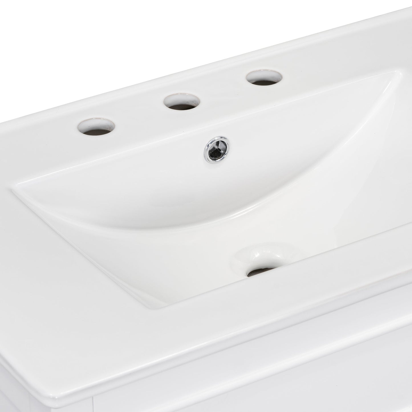 30" Bathroom Vanity with Sink Top, Bathroom Vanity Cabinet with Door and Two Drawers, Solid Wood Frame, One Package, White - Korvel