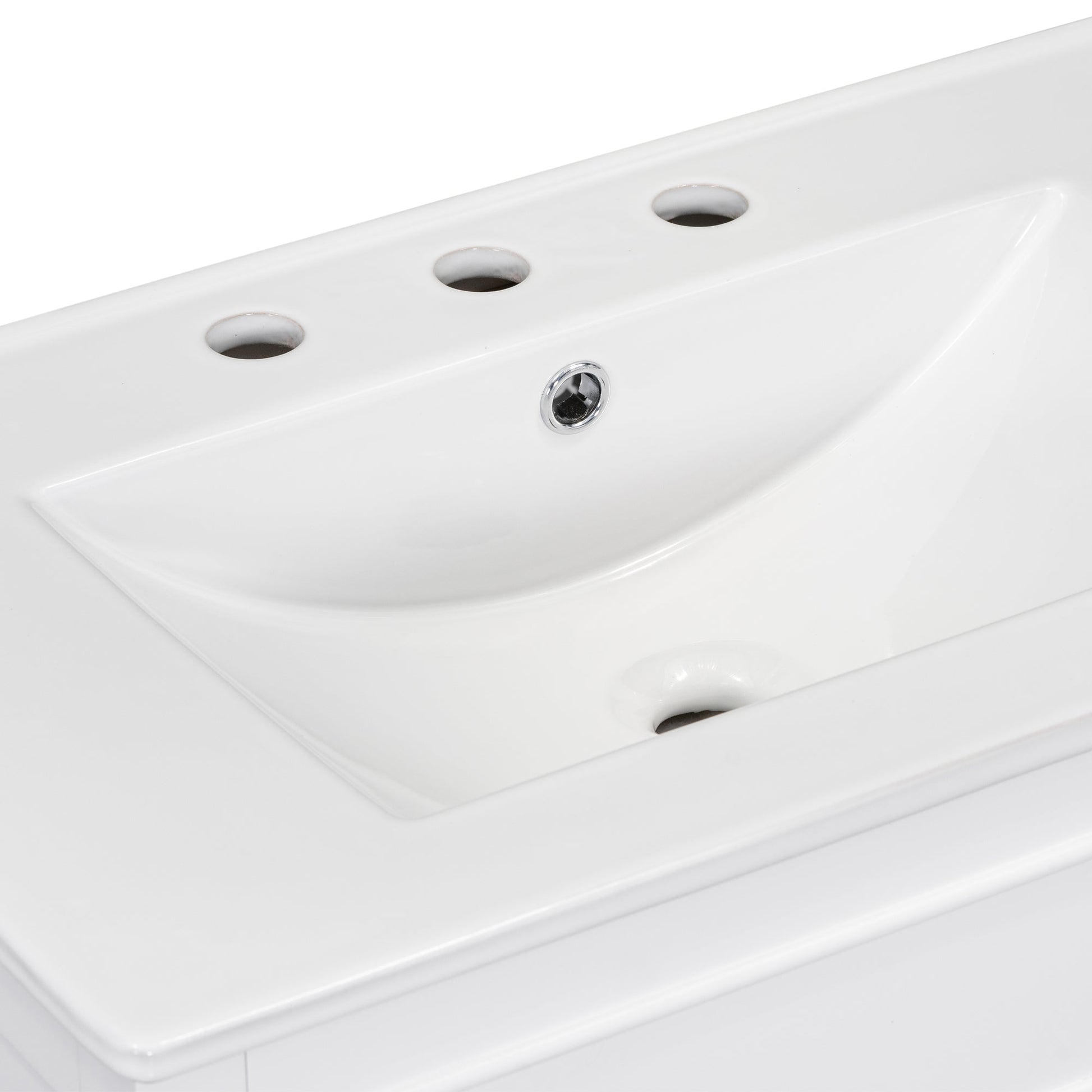 30" Bathroom Vanity with Sink Top, Bathroom Vanity Cabinet with Door and Two Drawers, Solid Wood Frame, One Package, White - Korvel