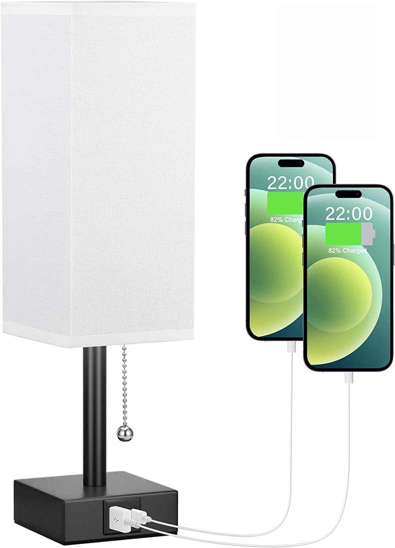 Linen 90 square desk lamp zipper switch three color temperature variable light A+C USB charging - Korvel