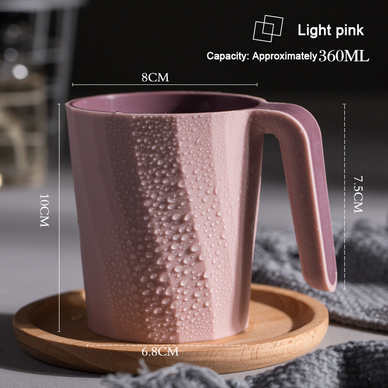 Creative Simple Mouthwash Cup INS Striped Non-Slip Water Cup Double-Layer Plastic Handle Thread Couple Mouthwash Toothbrush Cup - Korvel
