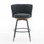 A set of 2 gray rotating bar stools - high backrest, adjustable, with elegant metal backrest decoration - Korvel