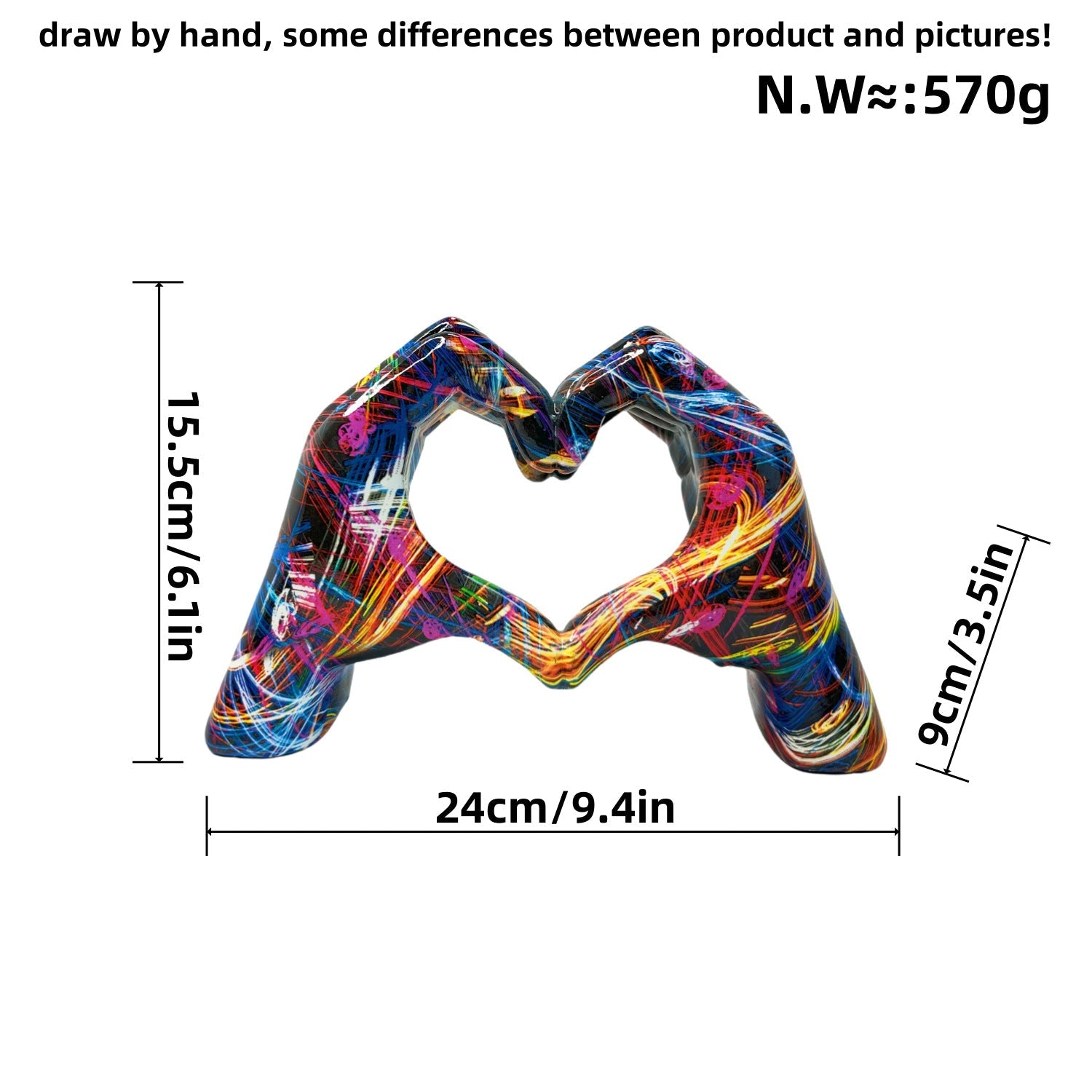 Internet celebrity graffiti, love gesture ornaments, home living rooms, offices, desktop exhibition halls, resin handicrafts, decorative products - Korvel