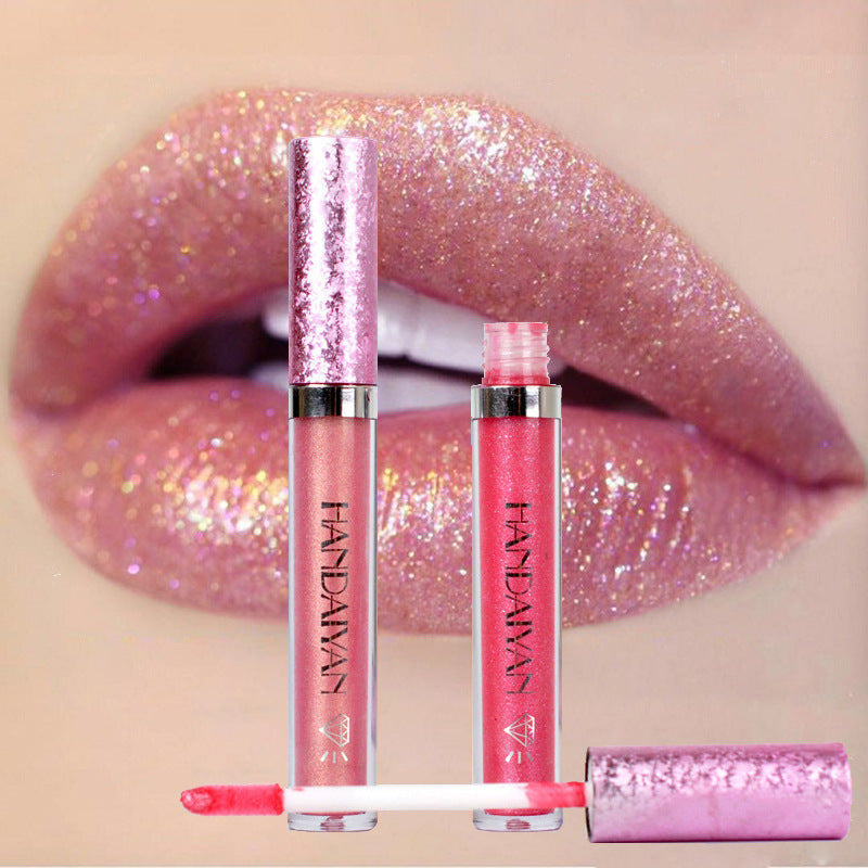 handaiyan Diamond Pearl Lip Gloss Non-Stick Cup Mermaid Lip Gloss Lipstick - Korvel