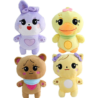 Dulces Muñecos de Peluche Pato Amarillo y Conejo Púrpura
