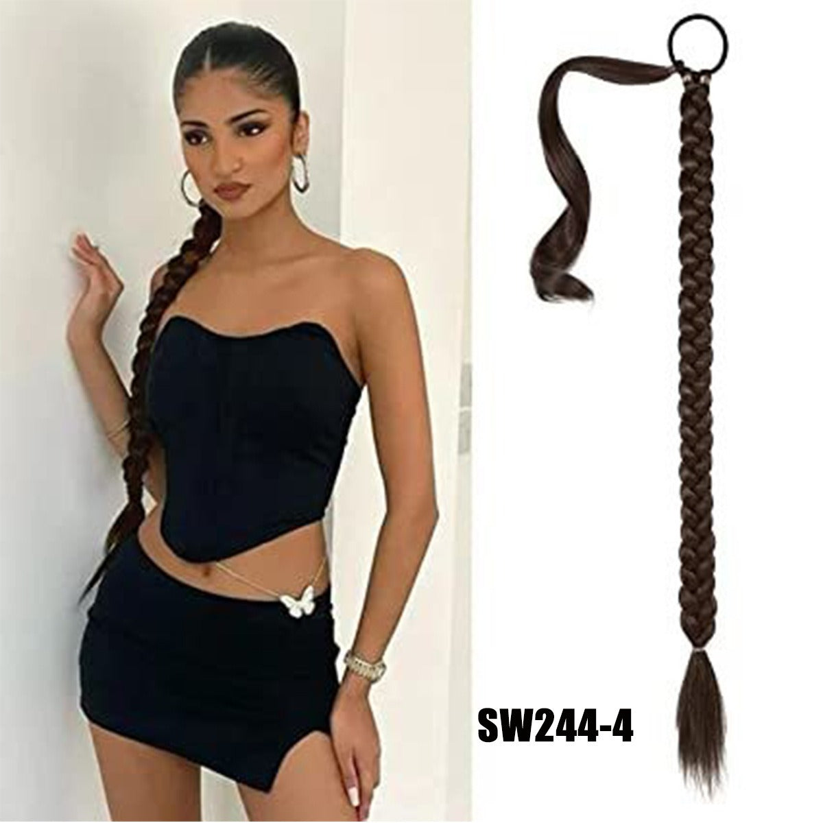 Fake Braid New Fashion Chemical Fiber Wig Female Long Braid Hair Extensions Hair Band Type Hair Extensions Braid Wig Ponytail - Korvel