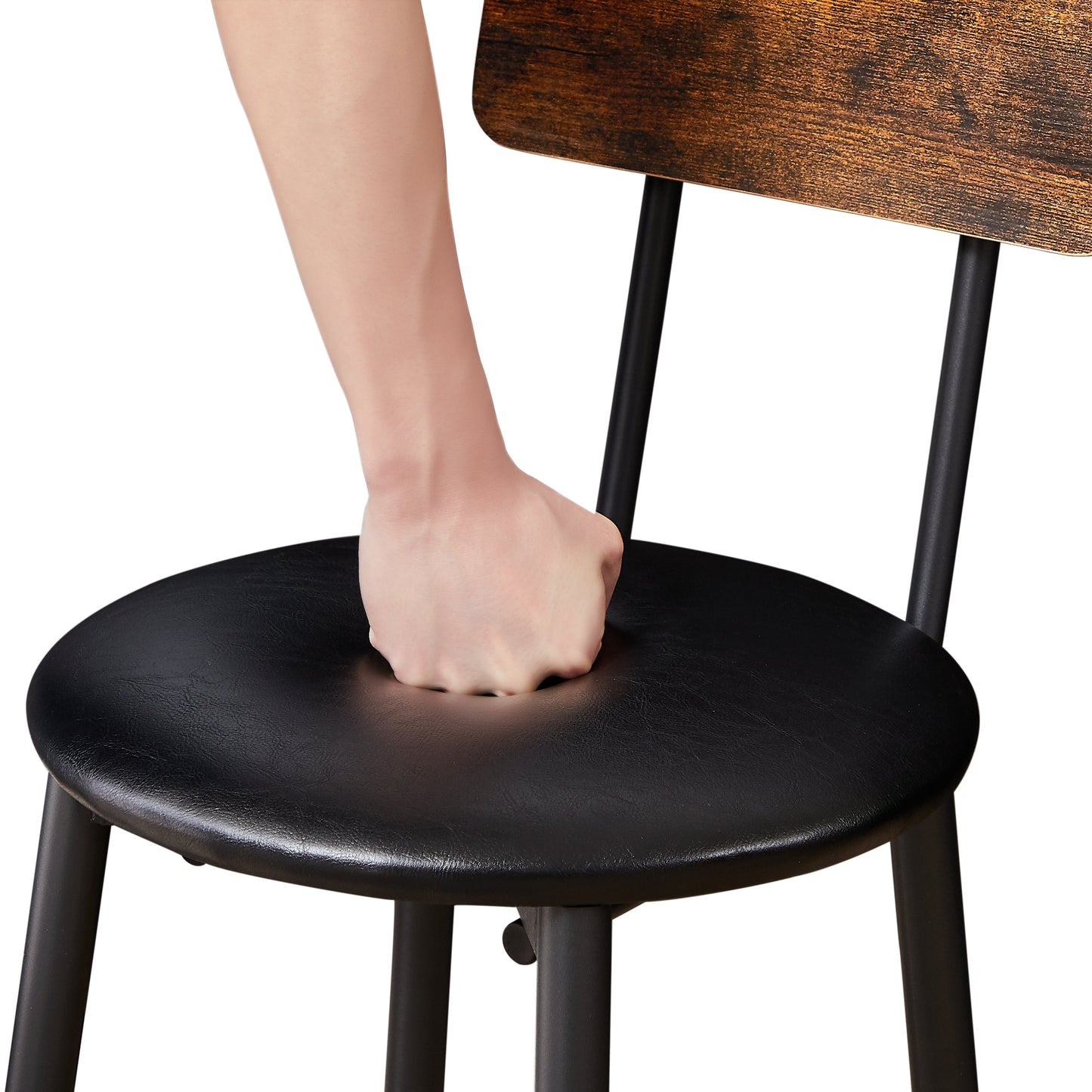 Conjunto de Taburetes de Bar Tapizados en Marrón Rústico con Estante