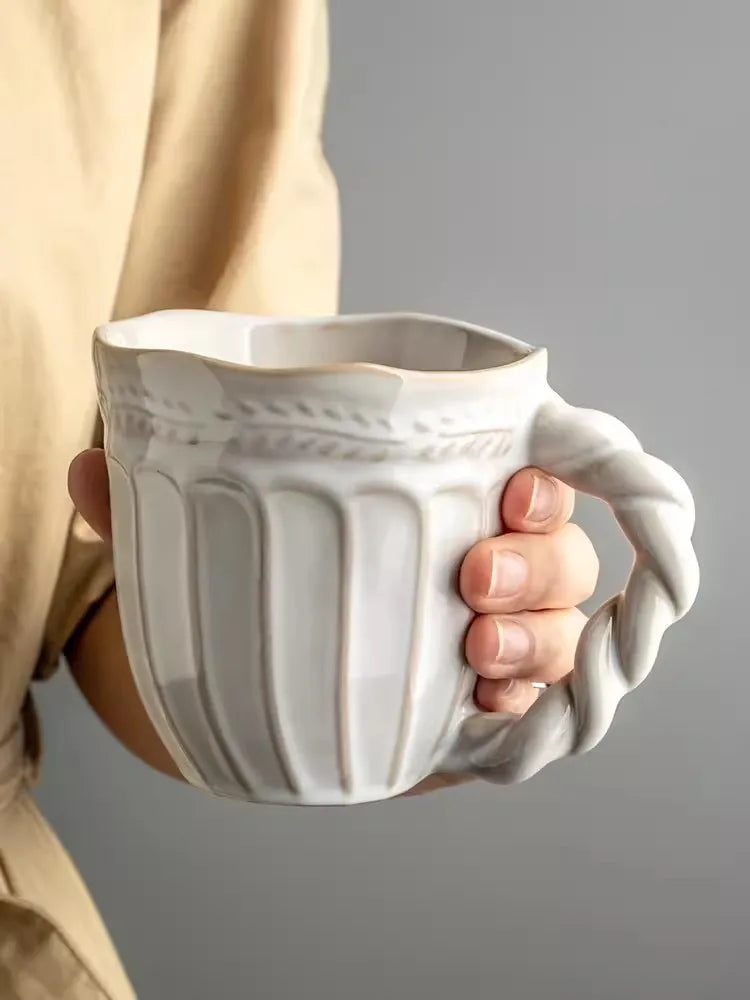 350MLCreative personality mug breakfast cereal milk cute ceramic cup daily household large-capacity insulated coffee oatmeal cup - Korvel